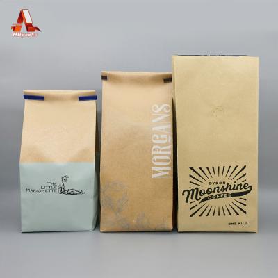 China Moisture Proof Packaging Pouch Side Gusset Paper Coffee Kraft Paper Recyclable Coffee Bag With Valve Tin Tie Flat Bottom Kraft Paper Gusset Bag for sale