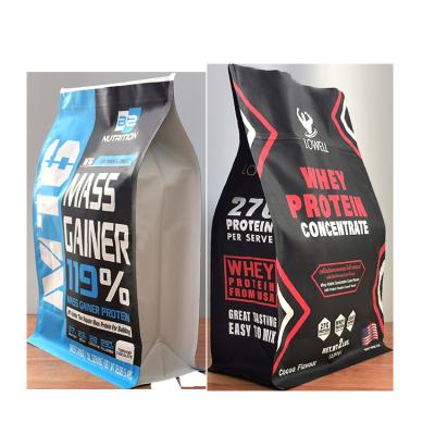 China Custom Barrier Printing 1kg 2kg Protein Powder Bag Cereal Packaging Bag Flat Bottom Coconut Milk Powder Ziplock Bag For Whey Protein Powder for sale