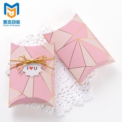 China Recyclable Custom Logo Eco-Friendly Recycled Paper Pillow Box Packaging Small Gift Candy Pillow Box for sale