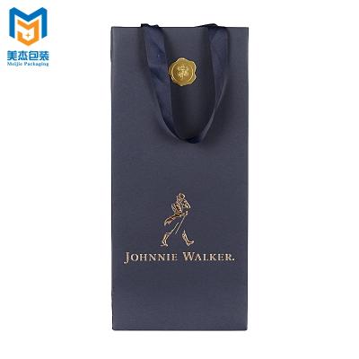 China Handmade hot sale personalized shopping bag gold logo luxury paper wine custom hot stamping bag for sale