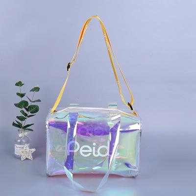 China OEM Recyclable PVC Laser PVC Shoulder Bag Handle Shoulder Bag Recyclable Holographic Shopping PVC Bag for sale