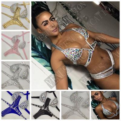 China Amazon Women Breathable Popular Swimwear Diamond Bikini Bling Rhinestone Bikini for sale