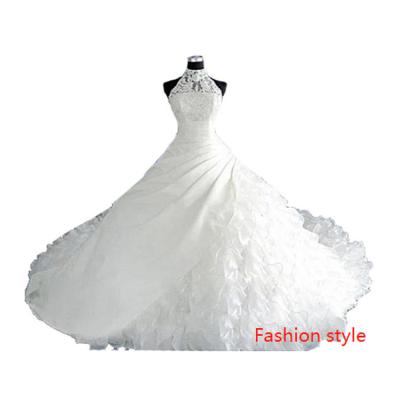 China Factory Price Bridal Women Anti-Static Heavy Developed Tulle Lace Dress Luxury Wedding Beading Cathedral Train for sale