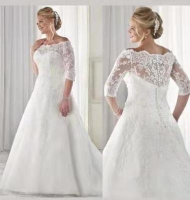 China New Factory Price Anti-Static Court Train Luxury Off-The-Shoulder Mermaid Wedding Dress Lace Bridal Gowns for sale