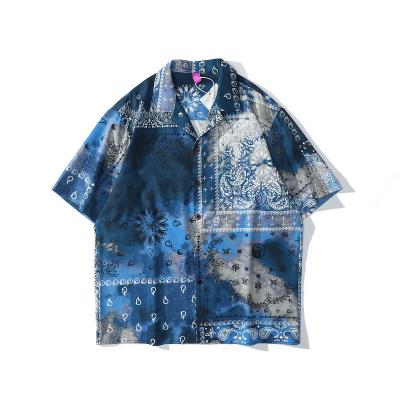 China Customt short sleeve mens shirt patchwork anti-pilling dyed mens shirt Digital printing hawaiian shirts for men for sale