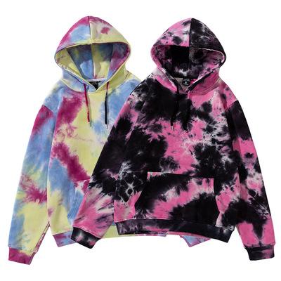 China Designer anti-pilling men's hoodies tie dyed printed 100%cotton hoodie fleece pullover hoodies for men for sale