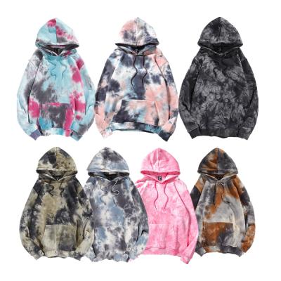 China High Quality Anti-wrinkle Men's Hoodies 300gsm Sweatshirts Tie Dye Hoodie Men's 100% Cotton Fleece Pullover Hoodies for sale