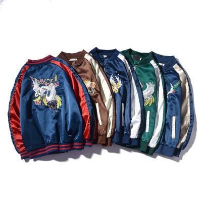 China Custom Wholesale QUICK DRY Lylon Men's Wholesale Baseball Embroidered Satin Varsiti Jacket/Bomber Jackets Coat Flight Jacket Fashion Bomber Jacket for sale