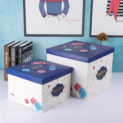 China Recyclable Wholesale Custom Food Grade Cardboard Container Paper Cake Packaging Box Paper With Handles for sale