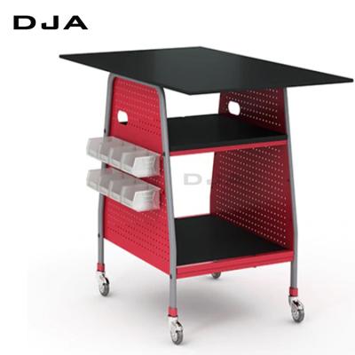 China Contemporary DJA School Furniture Lab Wook Table with Two Shelves and Small Student Book and Movable File Cabinet for sale