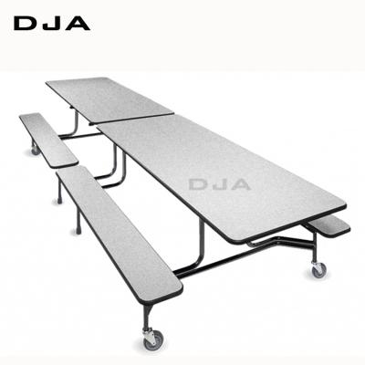 China Long Rectangle Foldable Weave Edge School Cafeteria Dining Tables And Chairs School Leisure Stainless Steel Bench for sale