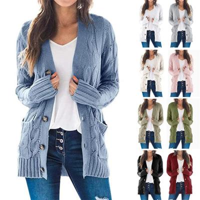 China Windproof Warm V-Neckline Cardigan Sweater Sale Women Long Straight Sleeve Knit Cardigan for sale