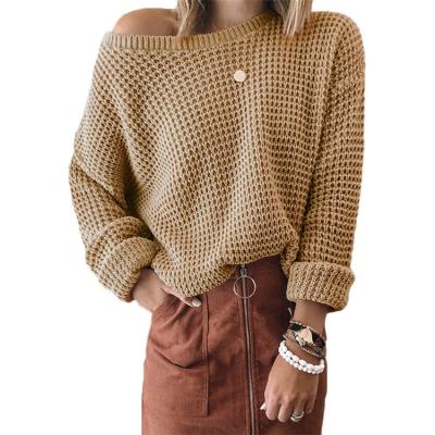 China New Autumn Women's Anti-wrinkle solid color sweater fashion stylish long-sleeved knitted sweater for girls for sale