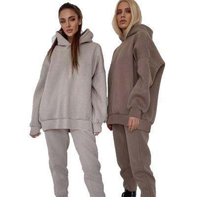 China Solid Color QUICK DRY Casual Loose Empty Jogger Set Cotton Sport Gym Tracksuit Wholesale Women for sale