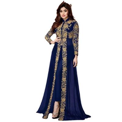 China Polyester Muslim Dresses Loose Dubai Middle East Arabic Two Piece Long Dress Female Muslim Chiffon Two Piece Dress for sale