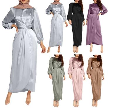 China Wholesale high quality cotton women's muslim evening wear plus size satin long robe girl's dress for sale