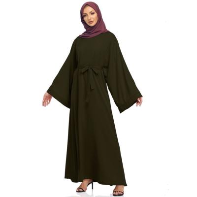 China Winter Knitted Cotton Women Dress Muslim Turkish Solid Color Plus Size Muslim Dress Dubai Khimar Abaya Prayer Dress Long Robe for sale