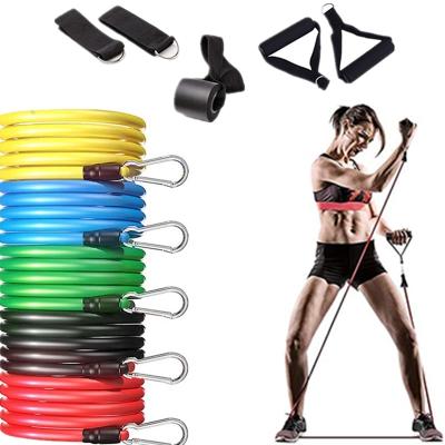 China 11 Pieces Band Yoga Resistance Bands Set Power Tube Rubber Elastic Expander Gym Workout Test Program Home Fitness Pull Rope for sale