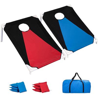 China 210D Oxford and PU Liner Backyard Easy Setup Corn Hole Set with 8 Bean Bags and Carry Bag (Blue-Red, 3 x 2) Legs for sale