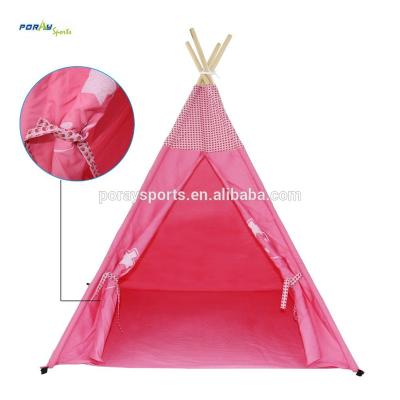 China Soft Toy Indoor and Outdoor Portable Folding Canvas Kids Playhouse Kids Teepee Wooden Tent for sale