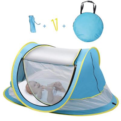 China Portable Oxford Baby Travel Bed UPF 50+ Sun Shelters for Infant Pop Up Beach Tent Baby Travel Crib with Mosquito Net for sale