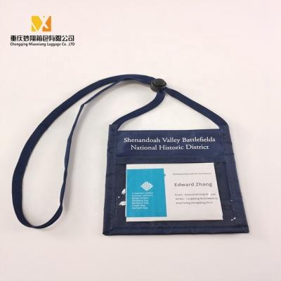 China Durable MX ID Identity Visa Zipper Custom Logo Wholesale Neck Lanyard Card Holder Black for sale