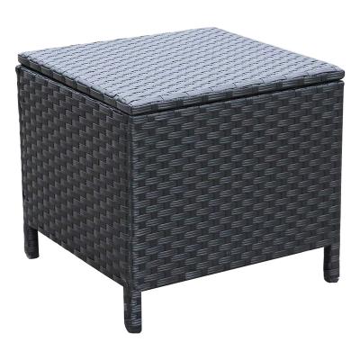 China Waterproof Outdoor Wicker Side Table With Storage Patio Rattan End Table Garden Furniture for sale