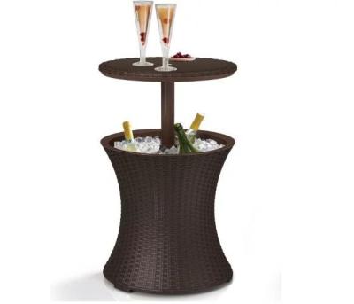 China Waterproof Outdoor Patio Furniture Rattan Bar Table Hot Tub Side Table Cool Beer and Wine Cooler for sale