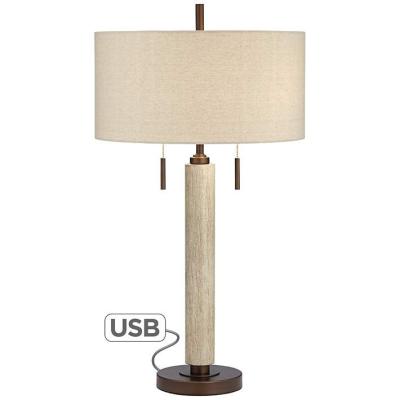 China Traditional Bedside Bedside Lamp with USB Port Table Lamp Night Stand Light Lamp with USB Charging Ports for sale