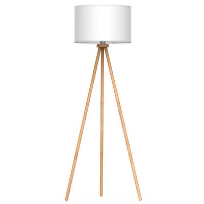 China EEA Simple Design Tripod Floor Lamps Living Room Bedroom Nordic Modern Standing Wooden Floor Lamp for sale