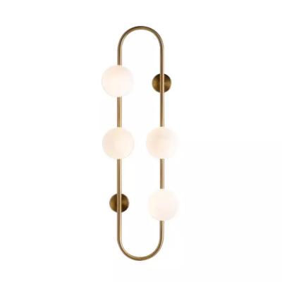 China Modern Luxury Nordic Brass EEA Glass Wall Lamp Modern Indoor Bedroom Corner Mount LED Wall Lighting for sale