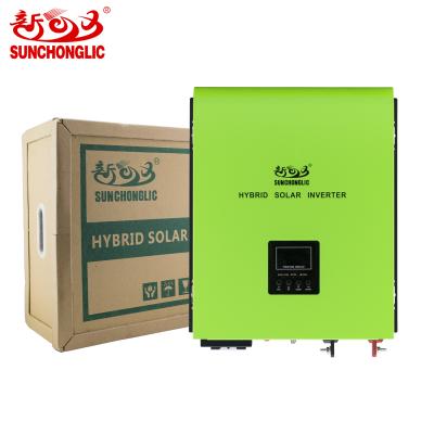 China Sunchonglic 48v 5kva 3000w pure sine wave 60A mppt hybrid solar inverter with 30A AC charger 470x385x155mm for sale