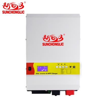 China Sunchonglic 5000w 24V 48V pure low frequency 5kw mppt sine wave solar hybrid inverter with AC charger FSP-5K for sale