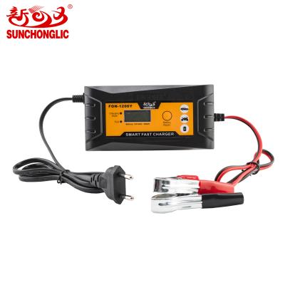 China Smart Battery Repair Function Sunchonglic Pulse Repair Battery Charger 12V 6A Fast Car Lead Acid Battery Charger for sale