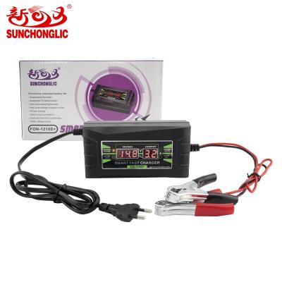 China Sunchonglic Battery Display Mode 12V 10A Lead Acid Battery Three Phase Charging Smart Charger LCD Display For Car for sale