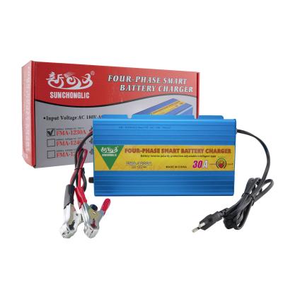 China Sunchonglic 12V 30A Smart GEL AGM 12 Volt Lead Acid Battery Portable Four Phase Lead Acid/Gel/AGM Battery Charger for sale