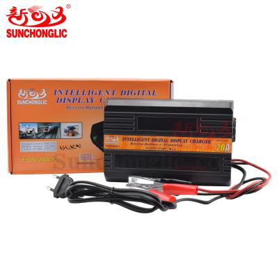 China Standard Battery/Electric Car/Electric Bike/Scooter Sunchonglic Digital Display 12V 24V DC 10A Fast Smart Car Battery Auto Charger For Lead Acid Battery for sale