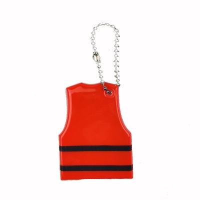 China pvc high visibility chain en13356 reflective security vest keytag hi strength soft keyring for sale