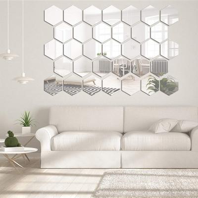 China Modern Removable Acrylic 3D Mirror Hexagon Wall Sticker, Self Adhesive Wall Sticker Setting Decal For Home Decor Living Room for sale