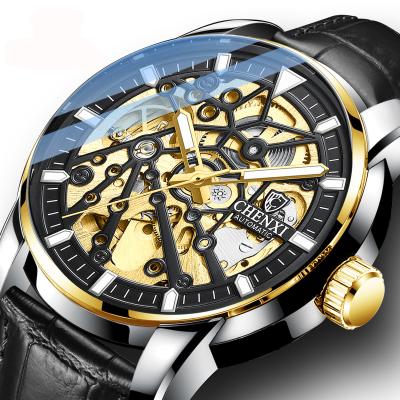 China New Men's Waterproof Mechanical Watch Band Water Resistant Business Simple Leather Automatic Watch Movement for sale