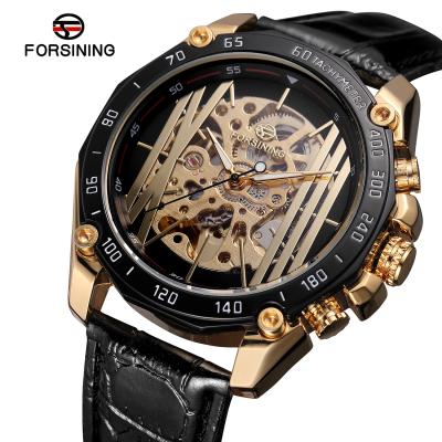 China 2021 Luxury Genuine Analog Skeleton Dial Automatic Chronograph Men's Leather Strap Fashion Whole Watch Sale for sale