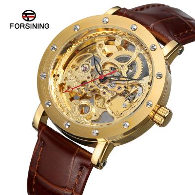 China European and American style men's waterproof leisure carved hollow mechanical movement automatic mechanical watch for sale