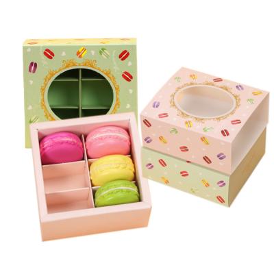 China Recycled Materials Custom Macaron 6 Packs Mini Cake Boxes With Lid Drawer Packaging Box For Wedding Box Set Gift for sale