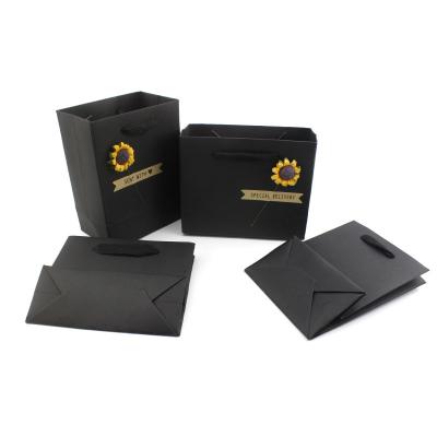 China Disposable Luxury Boutique Packaging Printing Black Private Label Gift Paper Bag A4 Custom Size for sale