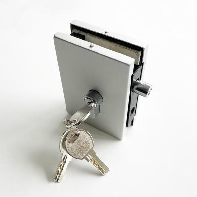 China Glass Door System Stainless Steel Door Patch Glass Lock With Key 110*76A Aluminum Cover for sale