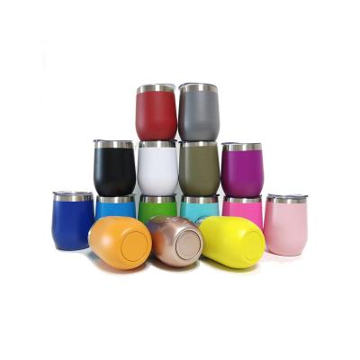 China Sustainable Wholesale Custom Logo 12oz Double Walled Vacuum Insulated Powder Coated Stainless Steel Wine Tumbler Cups With Lid And Straw for sale