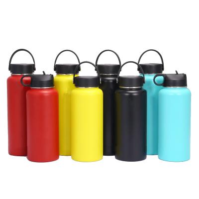 China PORTABLE Vacuum Insulation Stocked Double Wall Powder Coated Stainless Steel Hydraulic Water Flask Bottle for sale