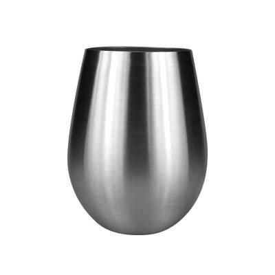 China New classic/postmodern simple elegant walled stemless camping 18 oz stainless steel wine glass with metal straw for sale