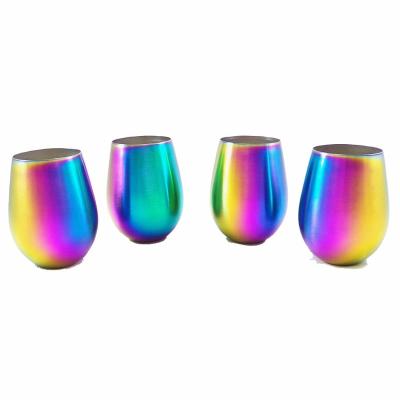 China Dishwasher Safe 18 Ounce PVD Coating Iridescent Rainbow Glassware Colorful Decorative Stemless Wine Glasses Drinking for sale