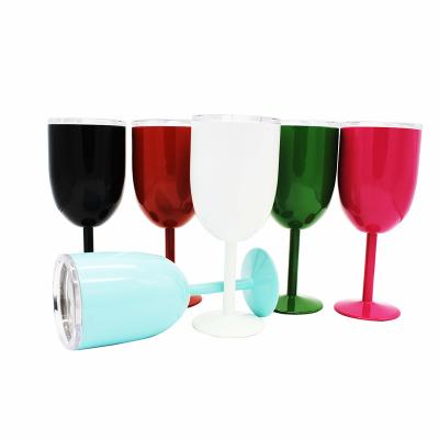 China Premium Home Appliance Grade 18/8 Stainless Steel Wine Glasses 12 Ounce Double Walled Insulated Shatterproof Tumblers Stem Wine Glass for sale